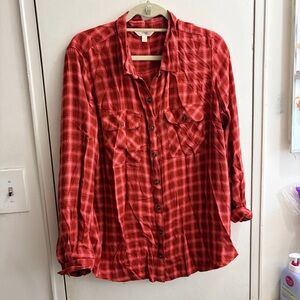 Terra & Sky Red and Pink Plaid Shirt